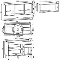 Armário De Cozinha 4 Peças Balcão Com Pia 120cm Lina08 Z06 Supremo-freijó - Mpozenato - 2