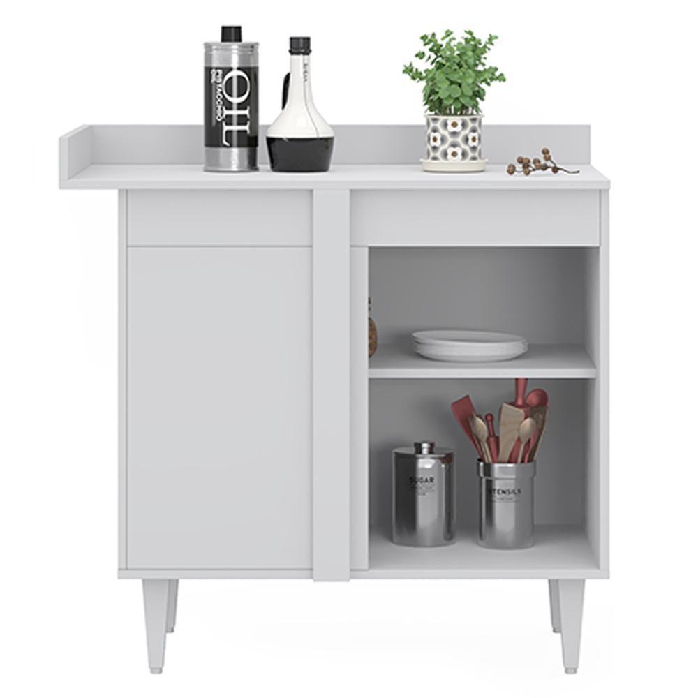 Balcão De Canto Reto Com Tampo 1 Porta Denver Branco - Lumil - 2