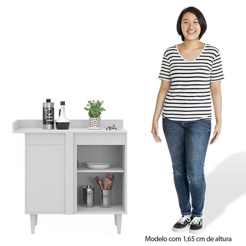 Balcão De Canto Reto Com Tampo 1 Porta Denver Branco - Lumil - 5