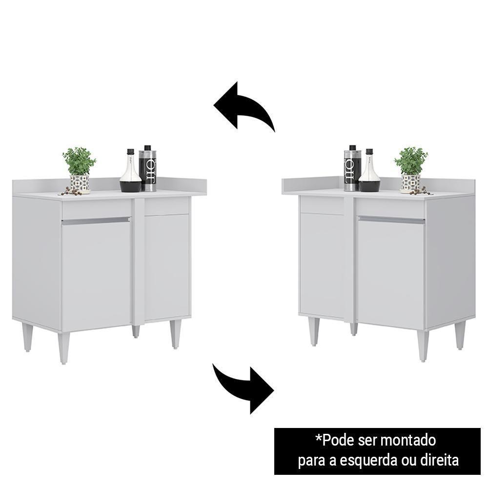 Balcão De Canto Reto Com Tampo 1 Porta Denver Branco - Lumil - 6