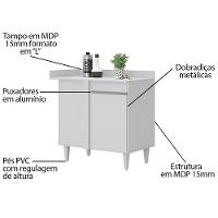 Balcão De Canto Reto Com Tampo 1 Porta Denver Branco - Lumil - 3