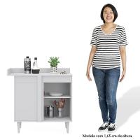 Balcão De Canto Reto Com Tampo 1 Porta Denver Branco - Lumil - 5