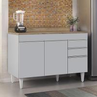 Balcão De Cozinha Para Pia 120cm Com Tampo Michigan Cinza Claro-castanho - Lumil - 2