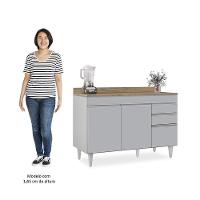 Balcão De Cozinha Para Pia 120cm Com Tampo Michigan Cinza Claro-castanho - Lumil - 5