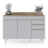 Balcão De Cozinha Para Pia 120cm Com Tampo Michigan Cinza Claro-castanho - Lumil - 6