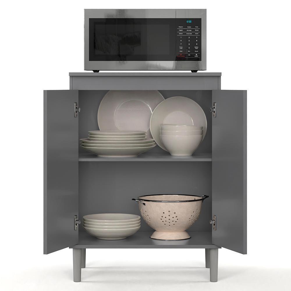 Balcão De Cozinha Com Tampo 2 Portas 61cm Italy Cinza - Ej Móveis - 5