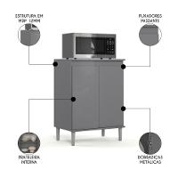 Balcão De Cozinha Com Tampo 2 Portas 61cm Italy Cinza - Ej Móveis - 3