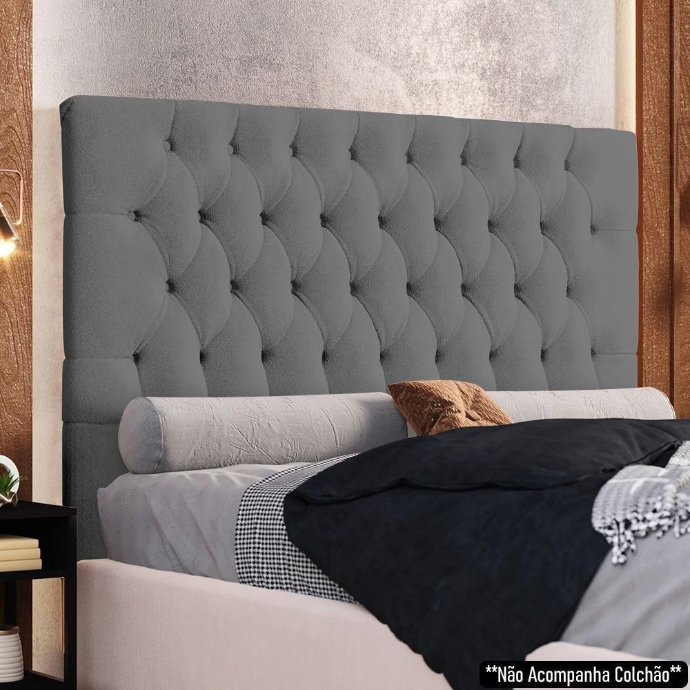 Cabeceira Casal King Cama Box 195cm Cristal C16 Boucle Cinza - Mpozenato - 2