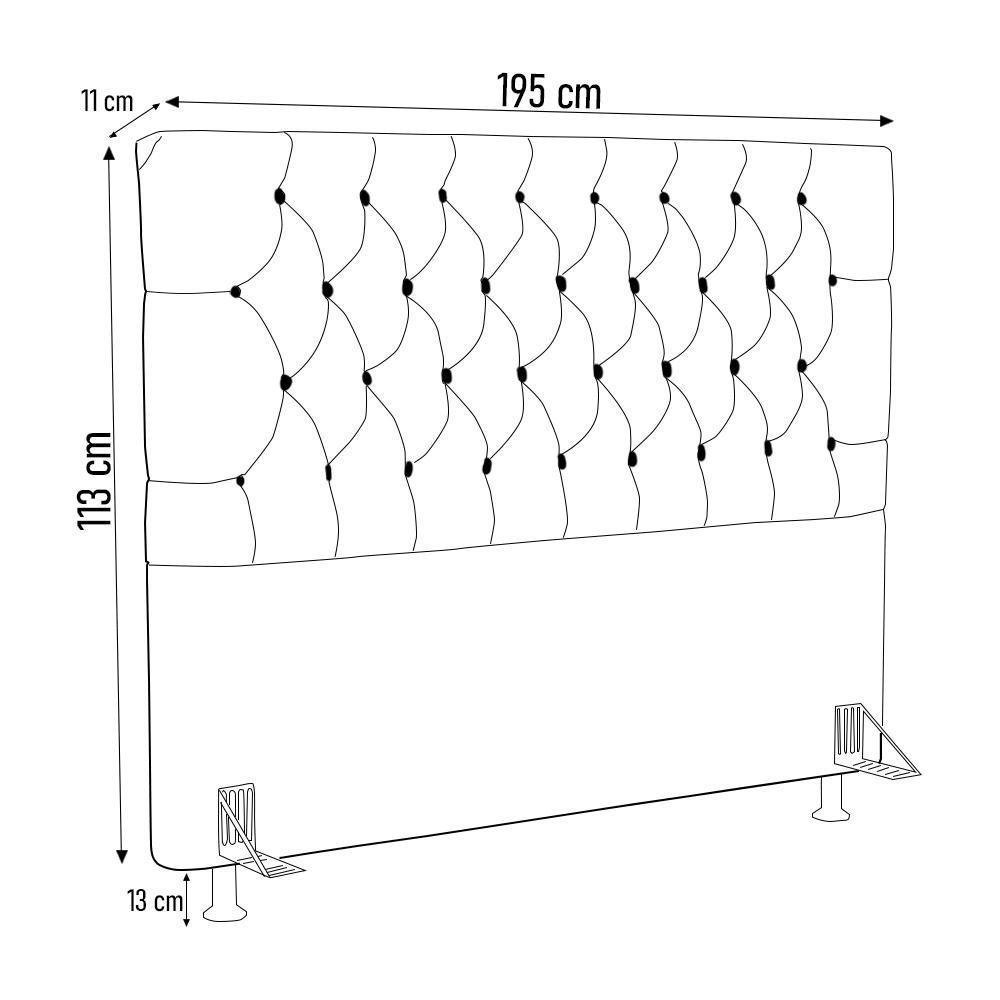 Cabeceira Casal King Cama Box 195cm Cristal C16 Boucle Cinza - Mpozenato - 4