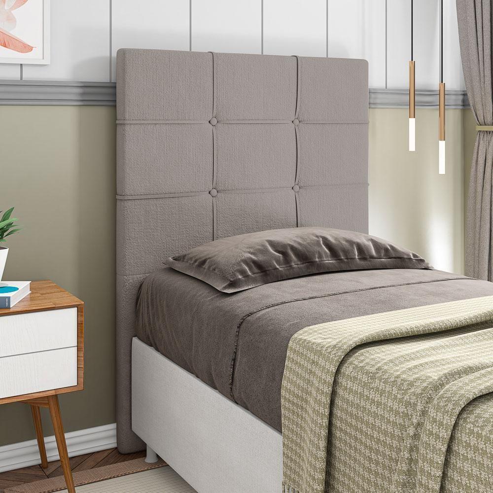 Cabeceira Cama Box Solteiro 90cm Esmeralda Veludo J02 Bege - Mpozenato - 2