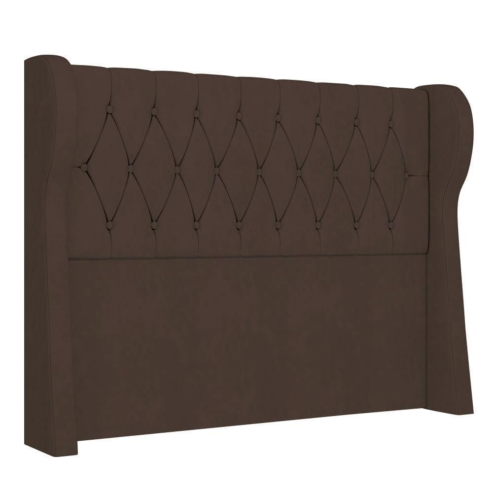 Cabeceira Casal Cama Box 140cm Malva I02 Veludo Marrom - Mpozenato - 1