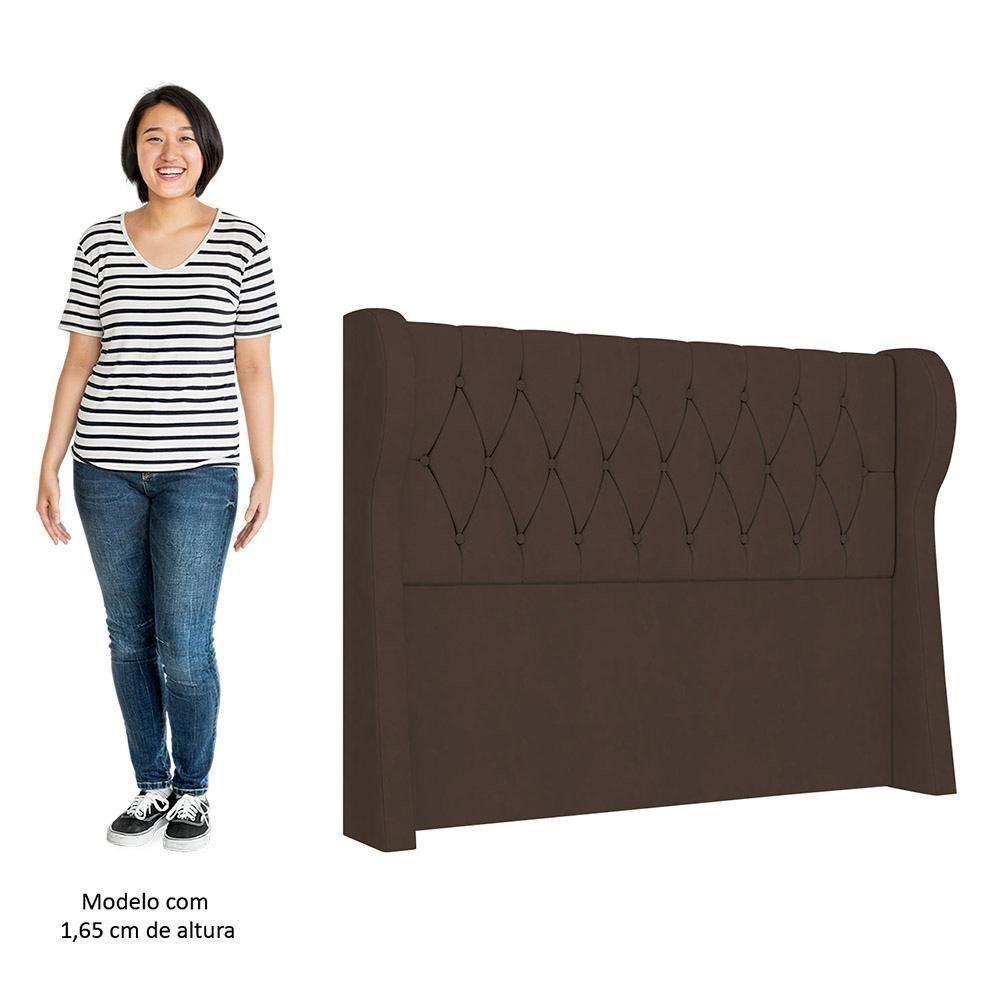 Cabeceira Casal Cama Box 140cm Malva I02 Veludo Marrom - Mpozenato - 4