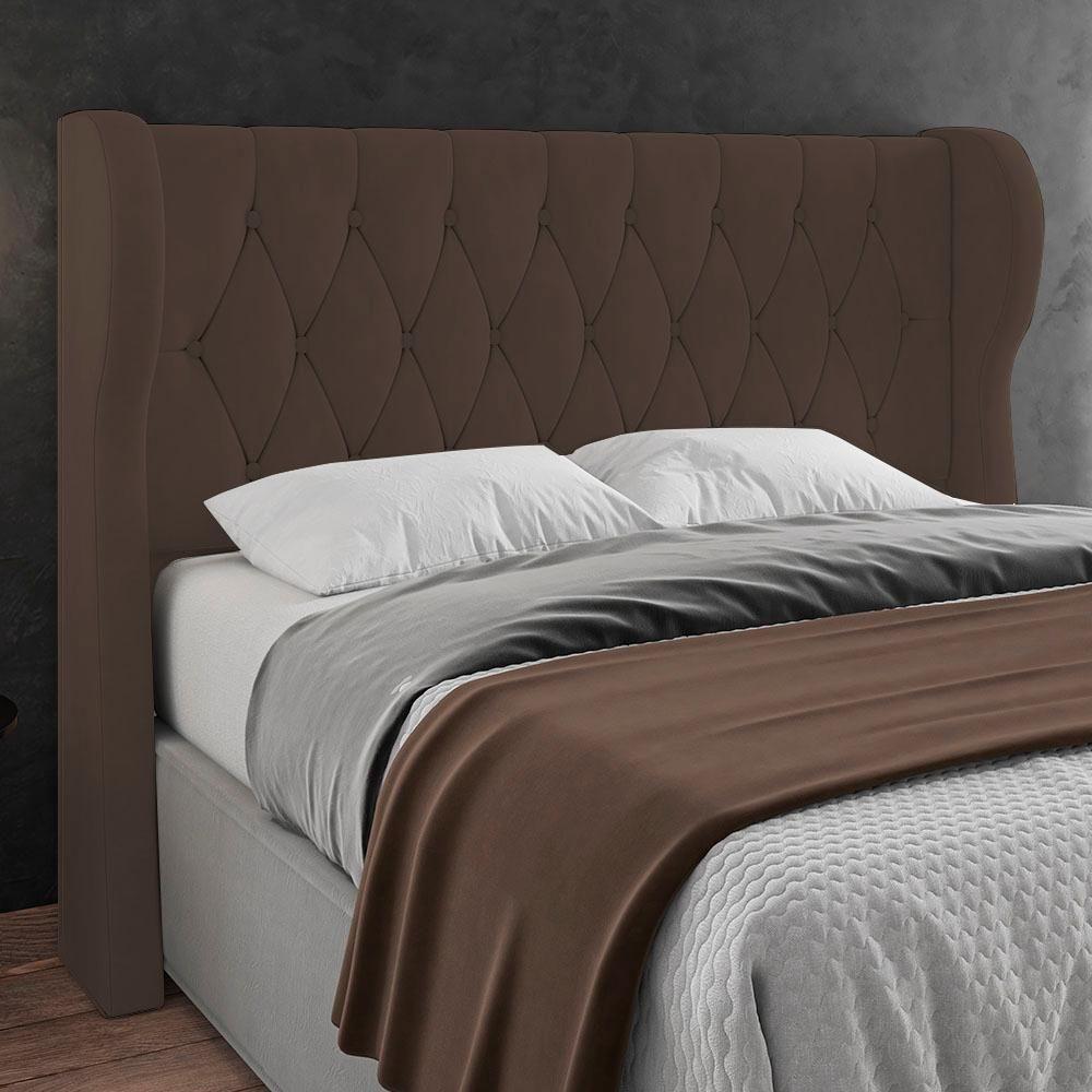 Cabeceira Casal Cama Box 140cm Malva I02 Veludo Marrom - Mpozenato - 5