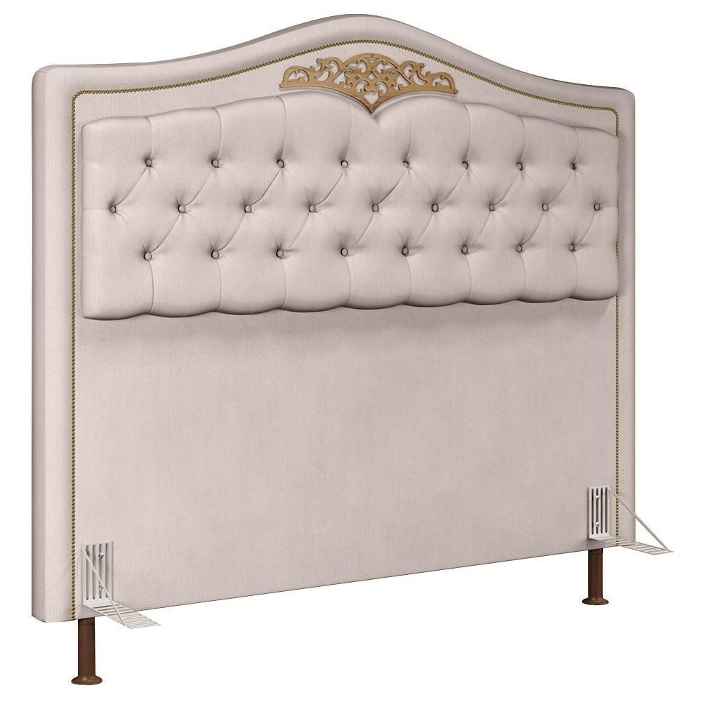 Cabeceira Cama Box Casal King 195cm Com Tachas Imperial Veludo J02 Bege - Mpozenato - 1