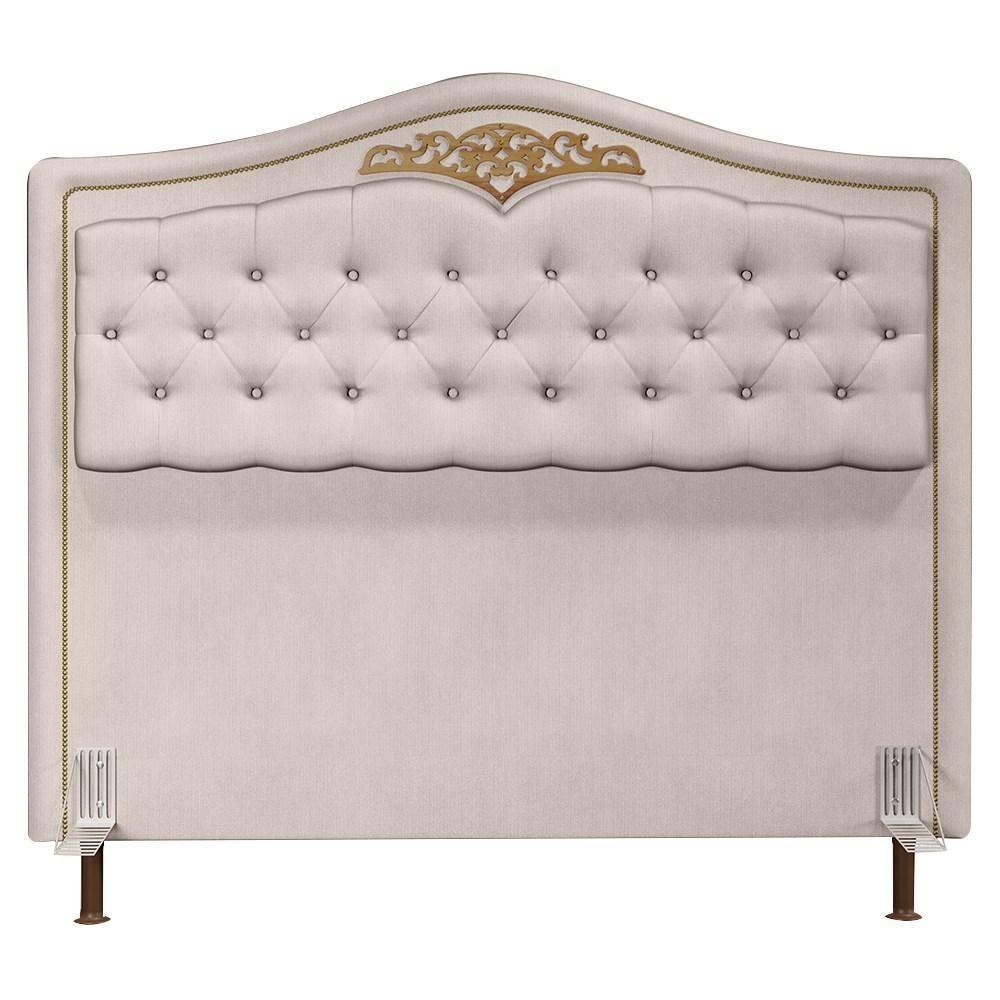 Cabeceira Cama Box Casal King 195cm Com Tachas Imperial Veludo J02 Bege - Mpozenato - 3