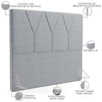 Cabeceira Cama Box Casal King 195cm Aura Suede W01 Cinza - Mpozenato - 6