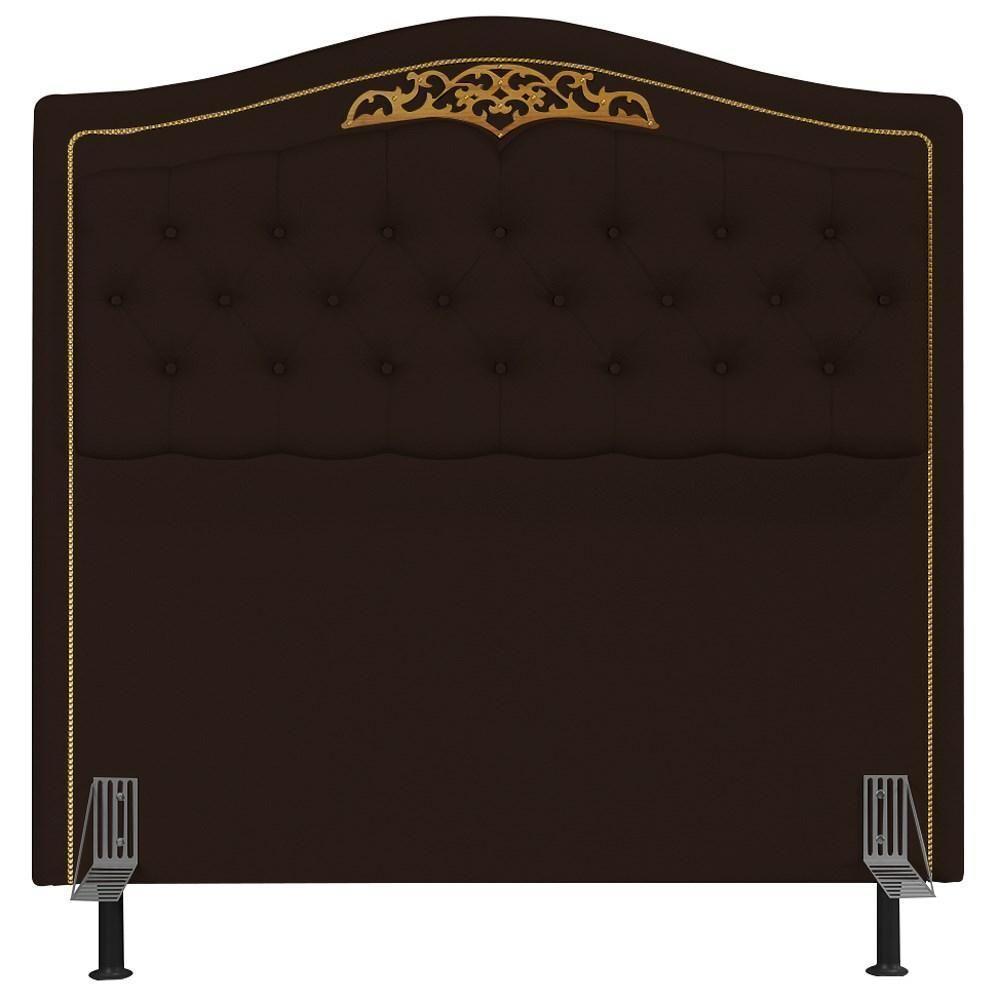 Cabeceira Cama Box Casal King 195cm Com Tachas Imperial J02 Sintético Marrom Escuro - Mpozenato - 3