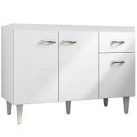 Balcão Gabinete Para Pia Sem Tampo 120cm 3 Portas E 1 Gaveta Flex Gabriela Branco-preto - Ajl Móveis - 1