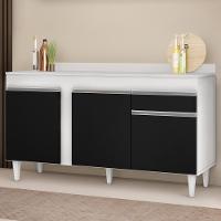 Balcão Gabinete Para Pia Com Tampo 150cm 3 Portas 1 Gaveta Dakota Branco-preto - Lumil - 2