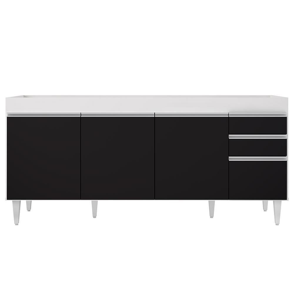 Balcão Gabinete Para Pia 180cm Sem Tampo Dallas Branco-preto - Lumil - 6
