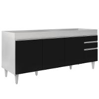 Balcão Gabinete Para Pia 180cm Sem Tampo Dallas Branco-preto - Lumil - 1