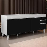 Balcão Gabinete Para Pia 180cm Sem Tampo Dallas Branco-preto - Lumil - 2