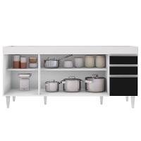 Balcão Gabinete Para Pia 180cm Sem Tampo Dallas Branco-preto - Lumil - 3