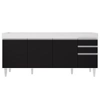 Balcão Gabinete Para Pia 180cm Sem Tampo Dallas Branco-preto - Lumil - 6
