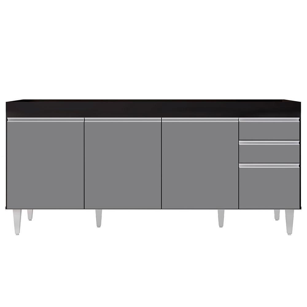 Balcão Gabinete Para Pia 180cm Sem Tampo Dallas Preto-cinza - Lumil - 6