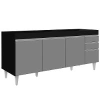 Balcão Gabinete Para Pia 180cm Sem Tampo Dallas Preto-cinza - Lumil - 1