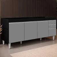 Balcão Gabinete Para Pia 180cm Sem Tampo Dallas Preto-cinza - Lumil - 2