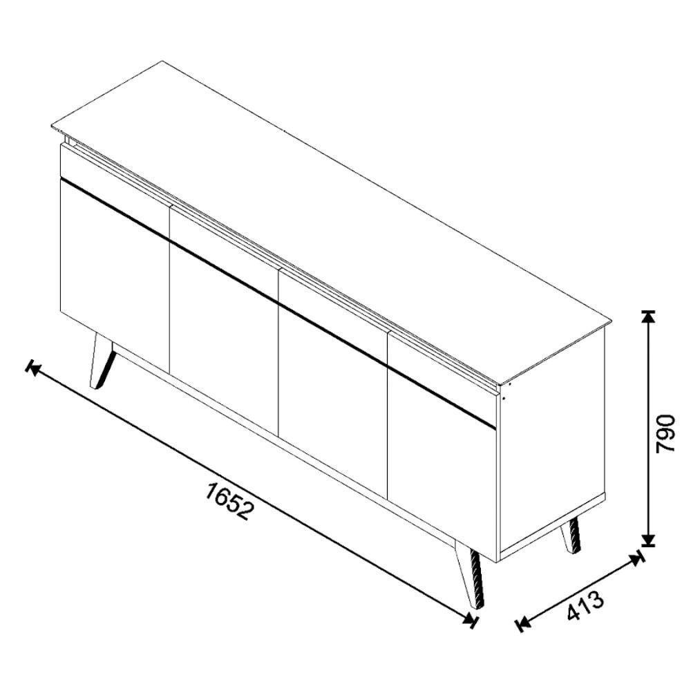 Balcão Buffet Classic Com Espelho Adnet 67cm Hi01 Off White - Mpozenato - 5