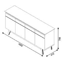 Balcão Buffet Classic Com Espelho Adnet 67cm Hi01 Off White - Mpozenato - 5