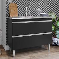 Balcão De Cozinha Com Pia Inox 100cm Julia M24 Preto - Mpozenato - 2