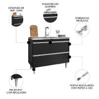 Balcão De Cozinha Com Pia Inox 100cm Julia M24 Preto - Mpozenato - 3
