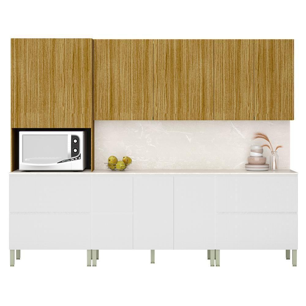 Conjunto De Armarios Modulados Art Com 11 Portas E 4 Gavetas Freijó Ártico Riscatto - 1