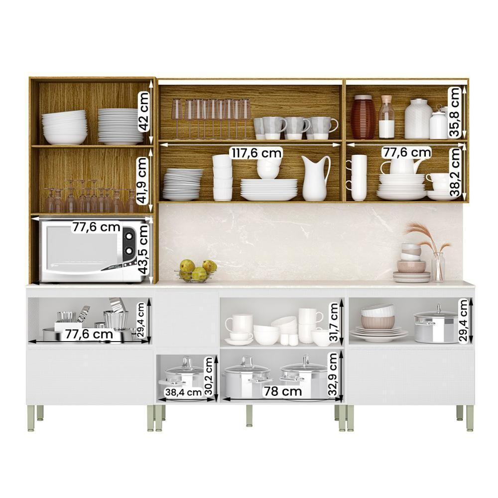 Conjunto De Armarios Modulados Art Com 11 Portas E 4 Gavetas Freijó Ártico Riscatto - 3