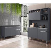 Cozinha Compacta Alice E Balcão Gabinete Com Tampo Tatiane 120cm Cinza - Ajl Móveis - 3