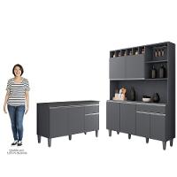 Cozinha Compacta Alice E Balcão Gabinete Com Tampo Tatiane 120cm Cinza - Ajl Móveis - 6