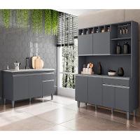 Cozinha Compacta Alice E Balcão Gabinete Com Pia Tatiane 120cm Cinza - Ajl Móveis - 2
