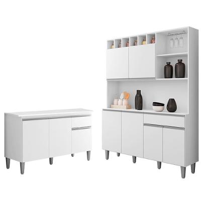 Cozinha Compacta Alice Tatiane 9 Portas 2 Gavetas MDF 120cm Branco com Armário e Nichos