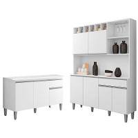 Cozinha Compacta Alice E Balcão Gabinete Com Tampo Tatiane 120cm Branco - Ajl Móveis - 1