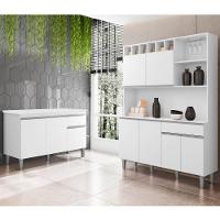 Cozinha Compacta Alice E Balcão Gabinete Com Tampo Tatiane 120cm Branco - Ajl Móveis - 2