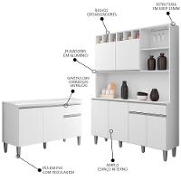 Cozinha Compacta Alice E Balcão Gabinete Com Tampo Tatiane 120cm Branco - Ajl Móveis - 3