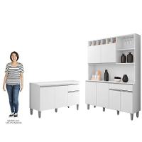 Cozinha Compacta Alice E Balcão Gabinete Com Tampo Tatiane 120cm Branco - Ajl Móveis - 5