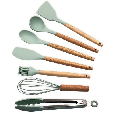 Conjunto Kit De Utensílios De Cozinha Em Silicone 8 Peças, Verde Claro