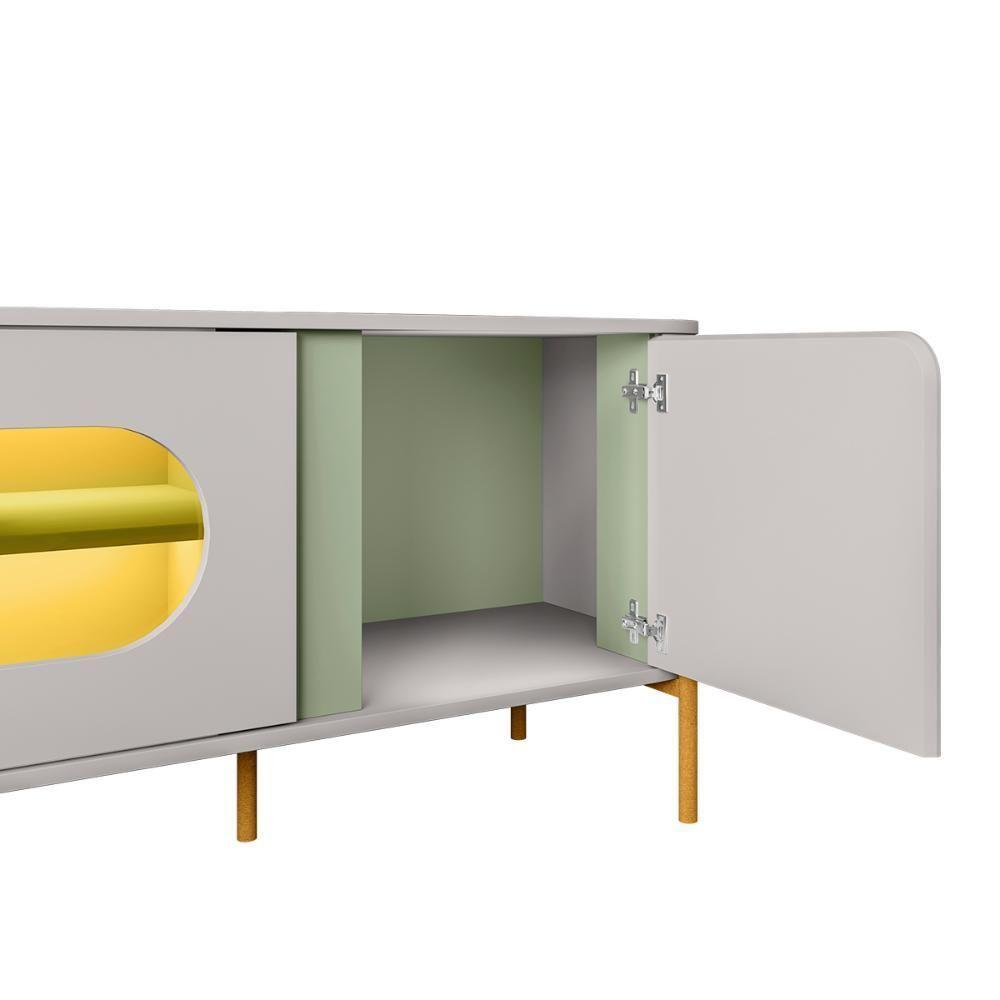 Conjunto De Painel Maresias Com Rack Juquehy Para Tv Até 75 Off White Pistache - 6