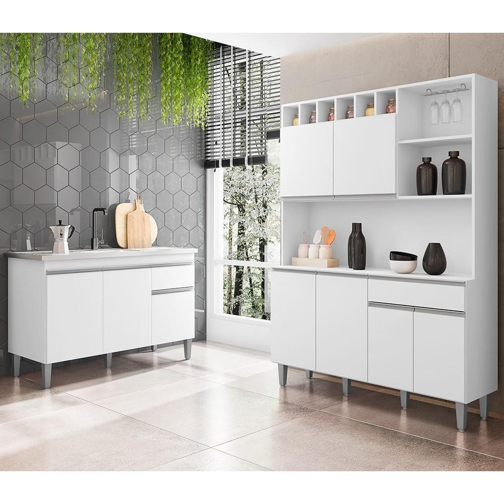 Cozinha Compacta Alice E Balcão Gabinete Com Pia Tatiane 120cm Branco - Ajl Móveis - 2