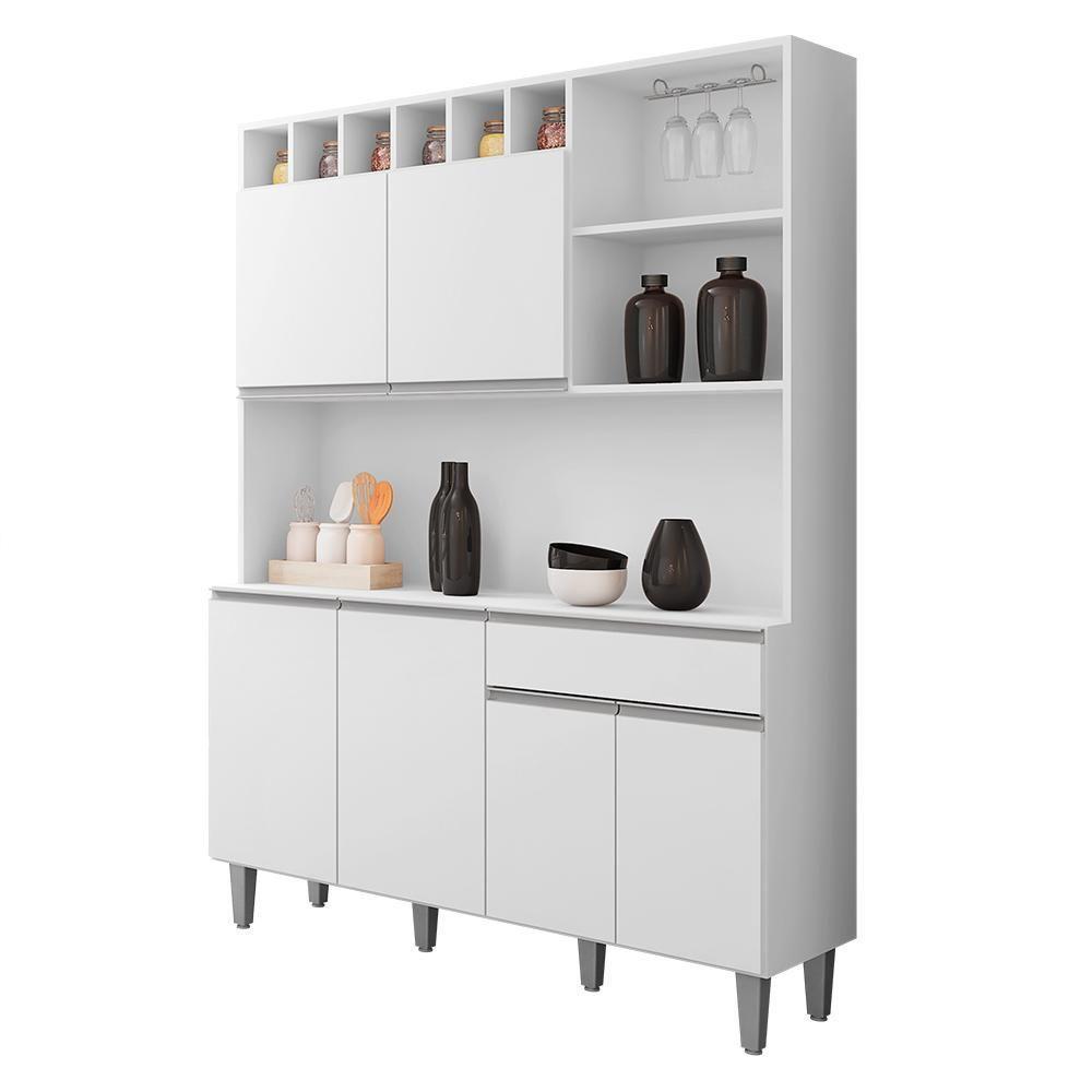 Cozinha Compacta Alice E Balcão Gabinete Com Pia Tatiane 120cm Branco - Ajl Móveis - 6