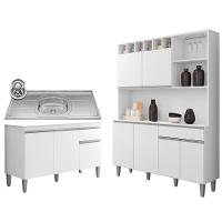 Cozinha Compacta Alice E Balcão Gabinete Com Pia Tatiane 120cm Branco - Ajl Móveis - 1